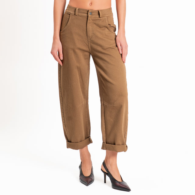 Tensione in-Pantalone drill elasticizzato elastico in vita - sigaro