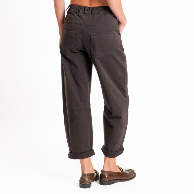 Tensione in-Pantalone drill elasticizzato elastico in vita - moro