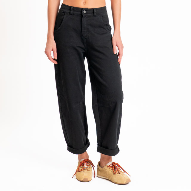 Tensione in-Pantalone drill elasticizzato elastico in vita - nero