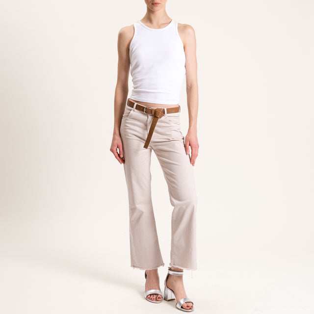 Tensione in-Pantalone sfrangiato cotone elasticizz - sabbia chiaro