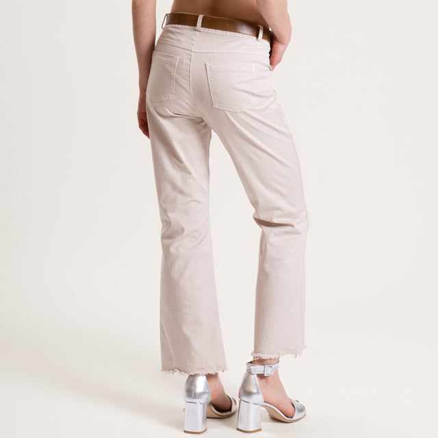 Tensione in-Pantalone sfrangiato cotone elasticizz - sabbia chiaro