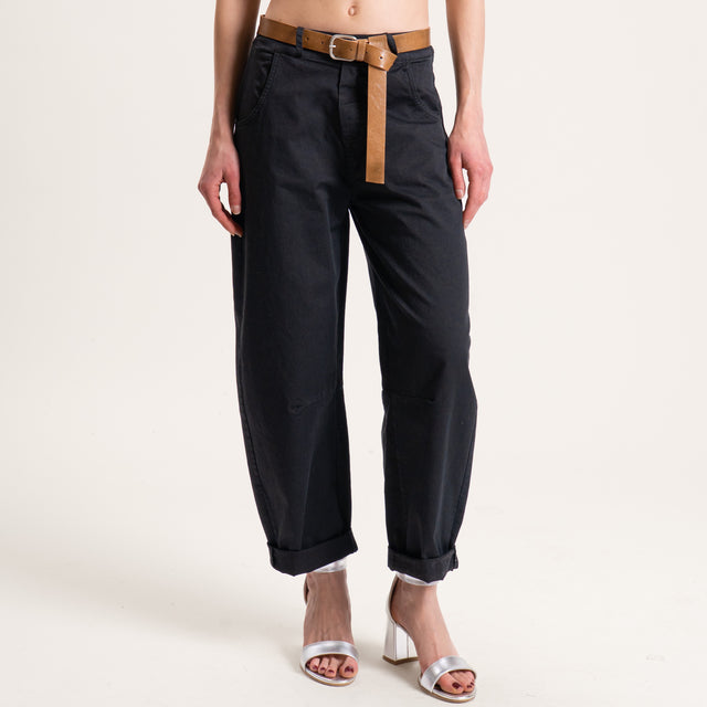 Tensione in-Pantalone barrel cotone elasticizzato - nero