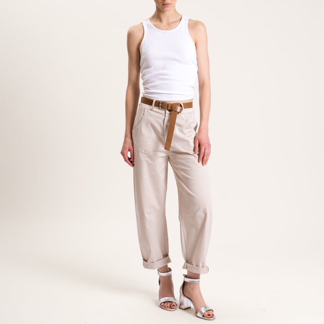 Tensione in-Pantalone barrel cotone elasticizzato - sabbia chiaro