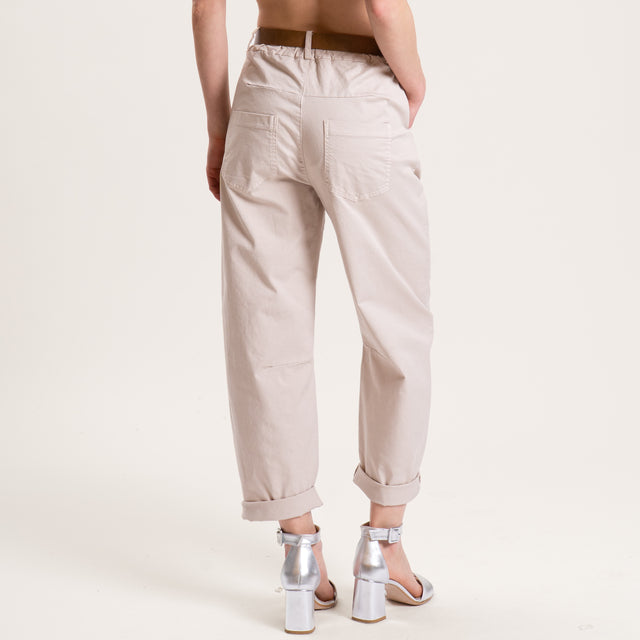 Tensione in-Pantalone barrel cotone elasticizzato - sabbia chiaro