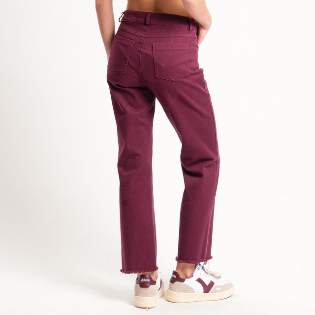 Tensione in-Pantalone straight sfrangiato - Bordeaux