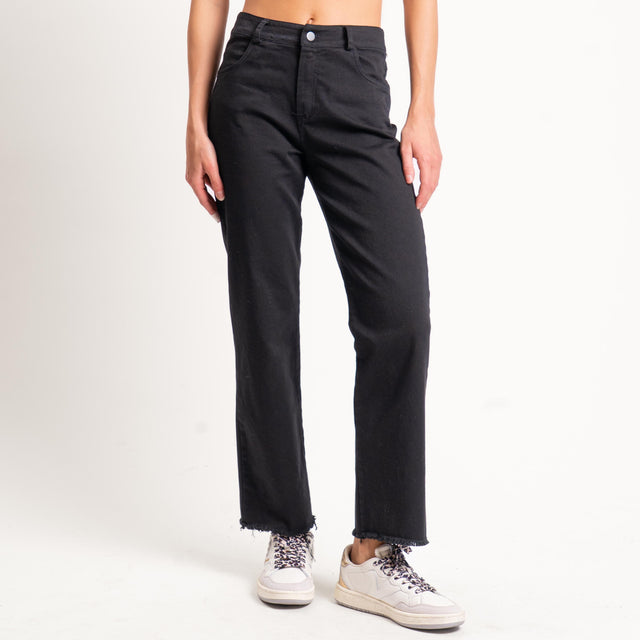 Tensione in-Pantalone straight sfrangiato - nero
