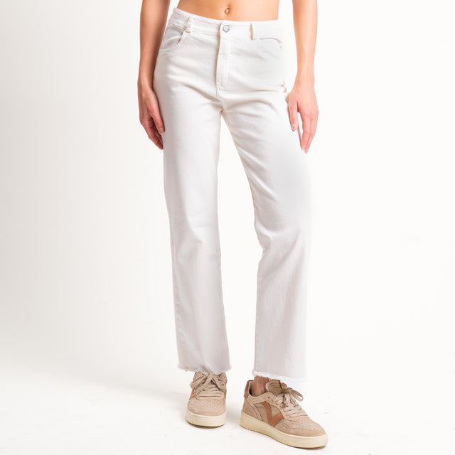 Tensione in-Pantalone straight sfrangiato - meringa