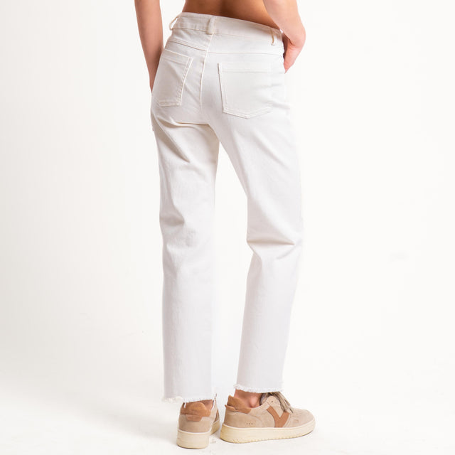 Tensione in-Pantalone straight sfrangiato - meringa