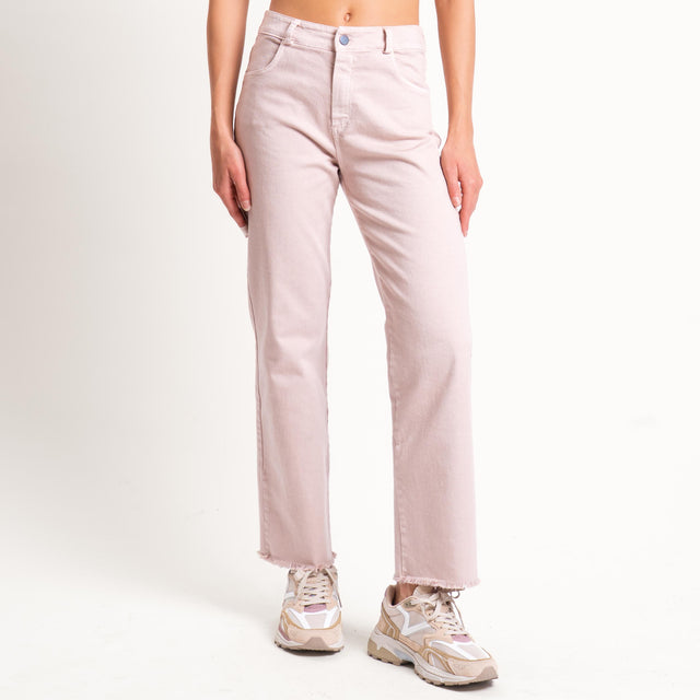 Tensione in-Pantalone straight sfrangiato - cipria