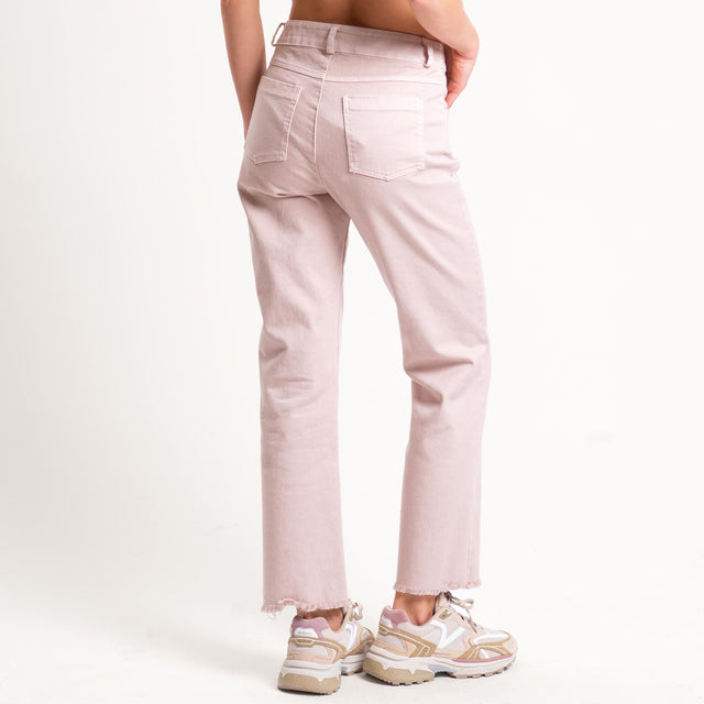 Tensione in-Pantalone straight sfrangiato - cipria