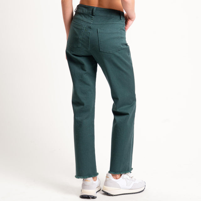Tensione in-Pantalone straight sfrangiato - VERDE