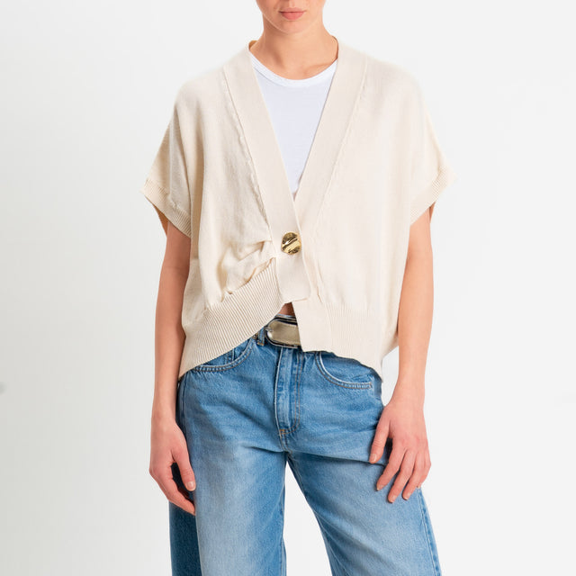 Tensione in-Cardigan effetto kimono asimmetrico - burro