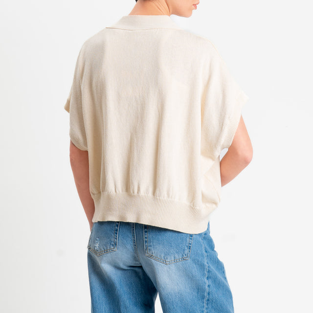 Tensione in-Cardigan effetto kimono asimmetrico - burro