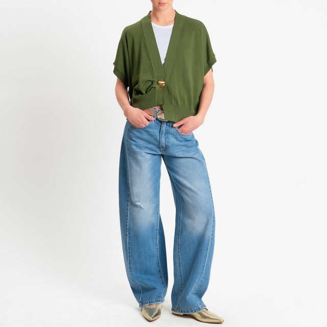 Tensione in-Cardigan effetto kimono asimmetrico - militare