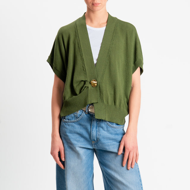 Tensione in-Cardigan effetto kimono asimmetrico - militare