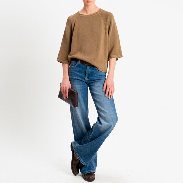 Tensione in-Maglia girocollo manica raglan 3/4 - biscotto