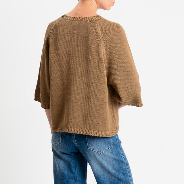 Tensione in-Maglia girocollo manica raglan 3/4 - biscotto