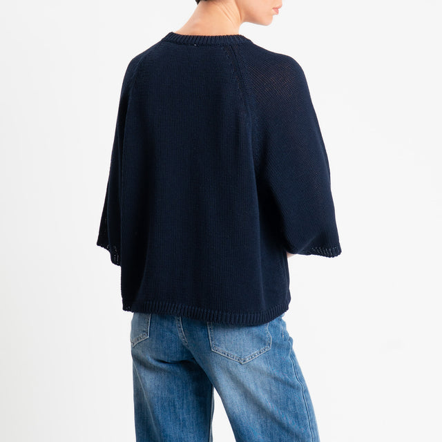 Tensione in-Maglia girocollo manica raglan 3/4 - blu