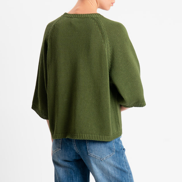 Tensione in-Maglia girocollo manica raglan 3/4 - militare