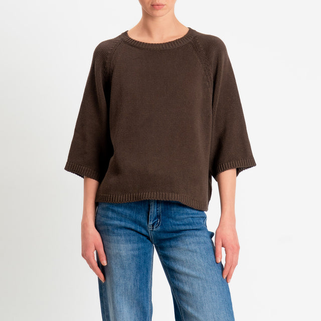 Tensione in-Maglia girocollo manica raglan 3/4 - moro