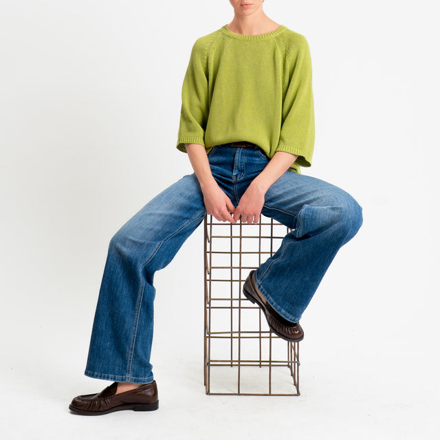 Tensione in-Maglia girocollo manica raglan 3/4 - pistacchio