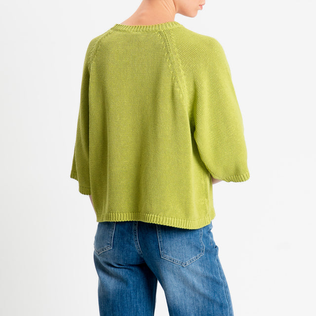 Tensione in-Maglia girocollo manica raglan 3/4 - pistacchio