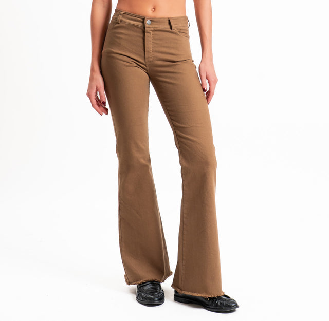 Tensione in-Pantalone sfrangiato in drill cotone - sigaro