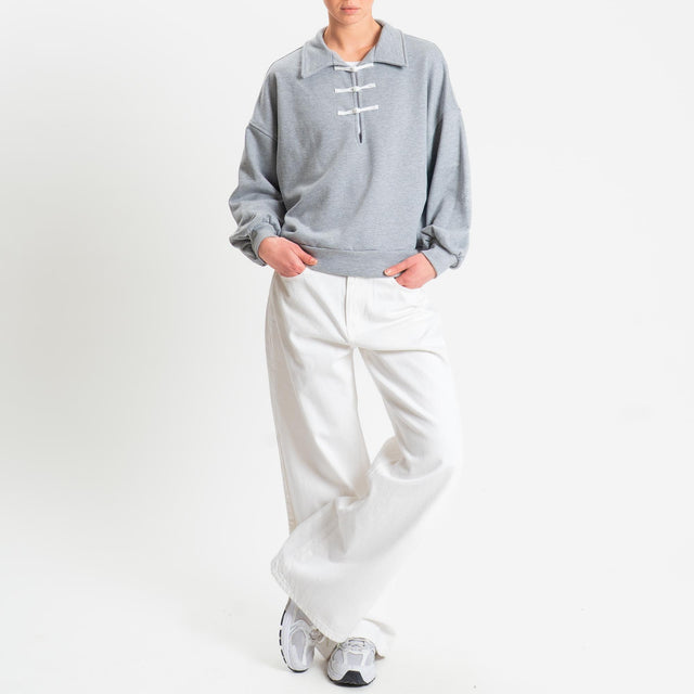 Tensione in-Felpa mandarin scollo v - grigio