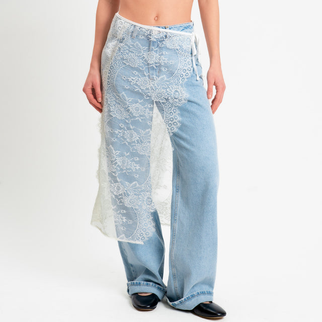 Tensione in-Gonna lunga pareo in pizzo - burro