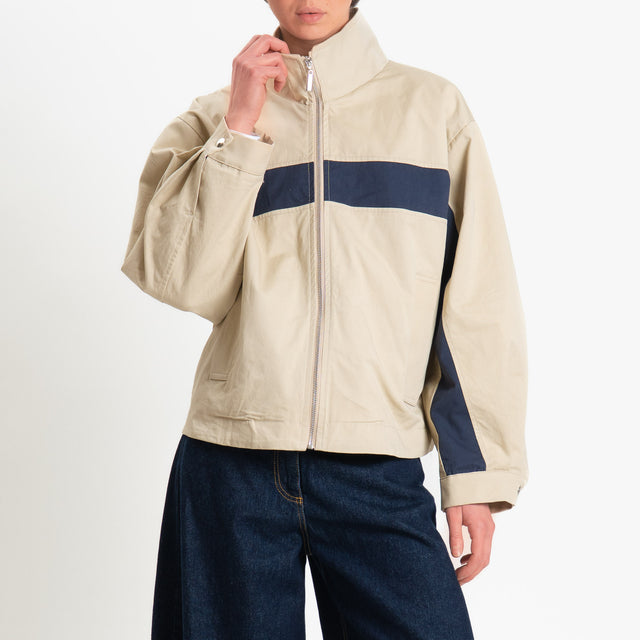 Tensione in-Giacca bicolore con zip - beige/blu