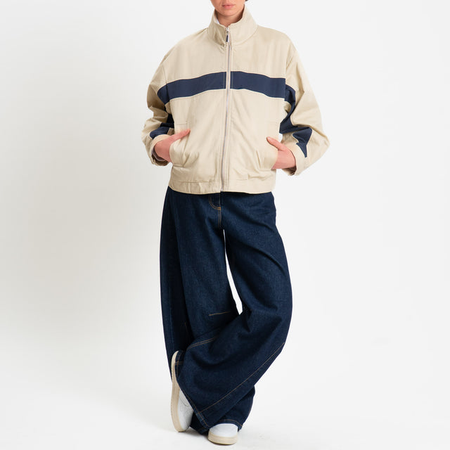 Tensione in-Giacca bicolore con zip - beige/blu