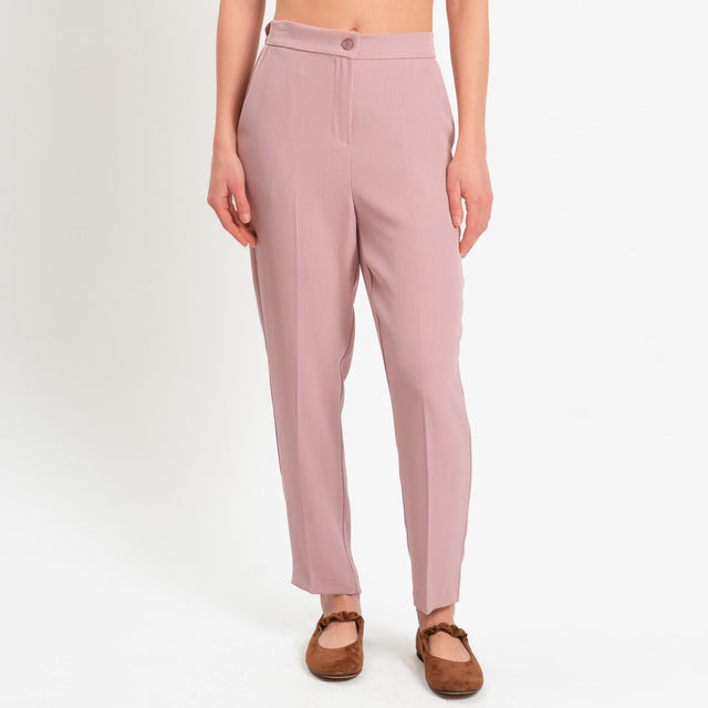 Tensione in-Pantalone straight elastico dietro tessuto fluido - rosa