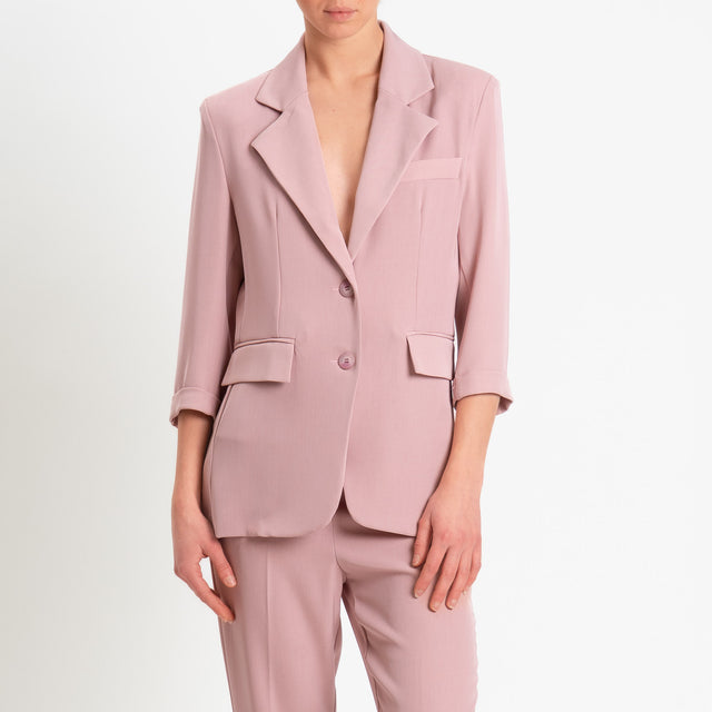 Tensione in-Giacca due bottoni tessuto fluido - rosa