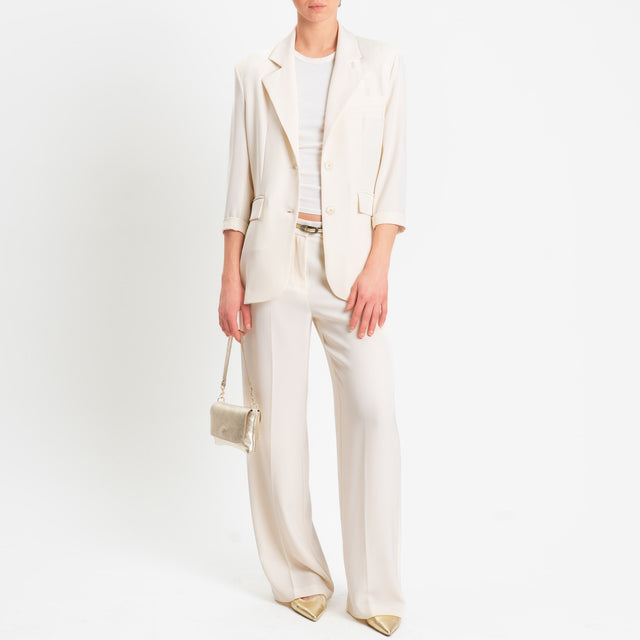 Tensione in-Pantalone palazzo tessuto fluido - latte