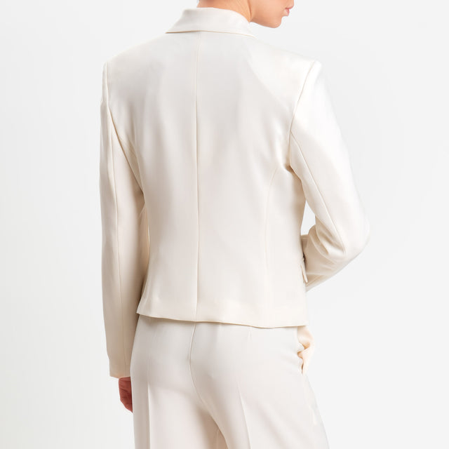 Tensione in-Giacca tessuto fluido chiusura asimmetrica - latte