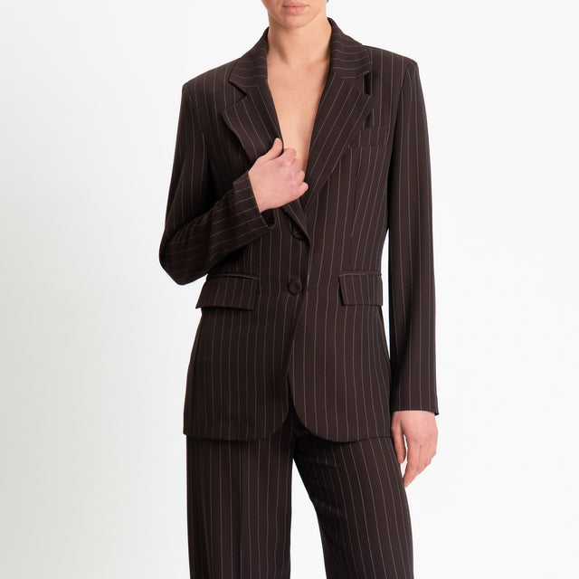 Tensione in-Giacca gessata tessuto fluido - moro