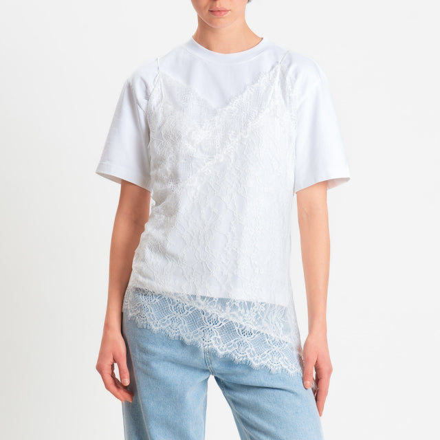 Tensione in-Top in pizzo doppio scollo v - avorio