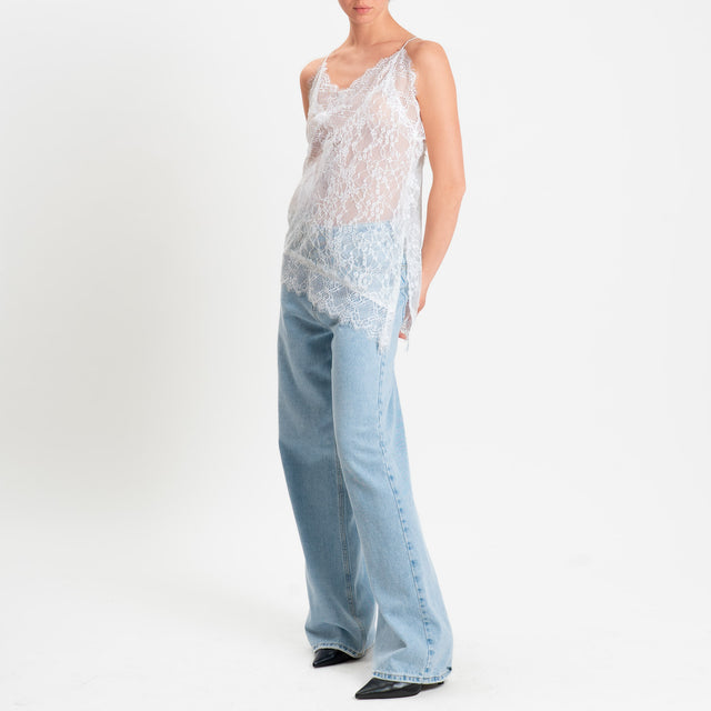 Tensione in-Top in pizzo doppio scollo v - avorio