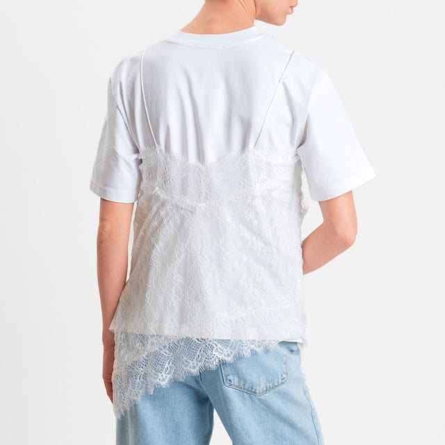 Tensione in-Top in pizzo doppio scollo v - avorio