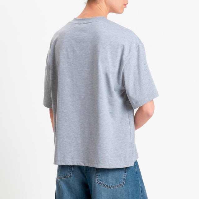 Tensione in-T-shirt tasca paillettes - grigio/argento