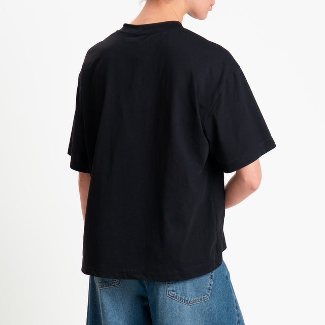Tensione in-T-shirt tasca paillettes - nero/argento