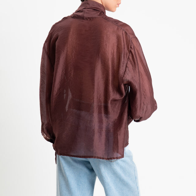 Tensione in-Camicia mussola di lyocell con fiocco - moro