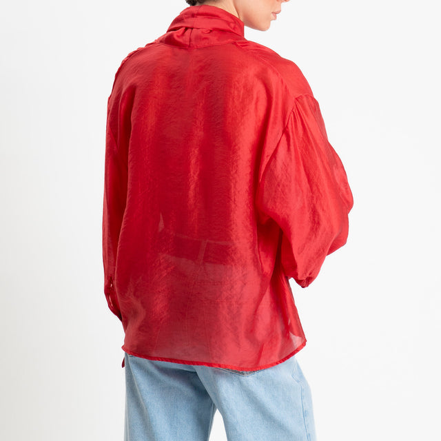 Tensione in-Camicia mussola di lyocell con fiocco - rosso