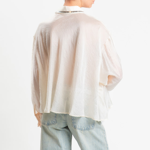 Tensione in-Camicia mussola con paillettes - burro