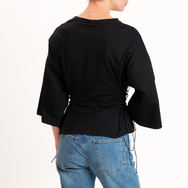Tensione in-T-shirt con lacci laterali - nero