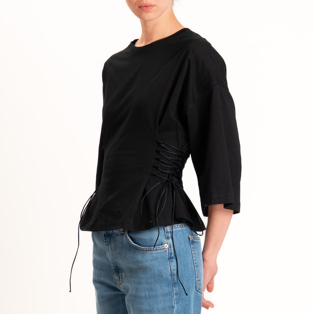 Tensione in-T-shirt con lacci laterali - nero