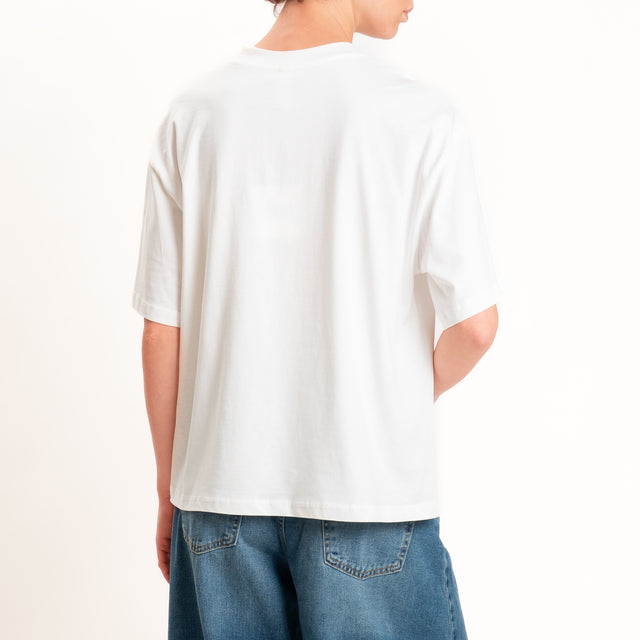 Tensione in-T-shirt n.5 con paillettes - panna