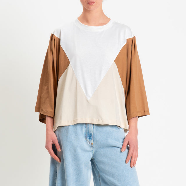 Tensione in-T-shirt multicolor - panna/cammello/nocciola