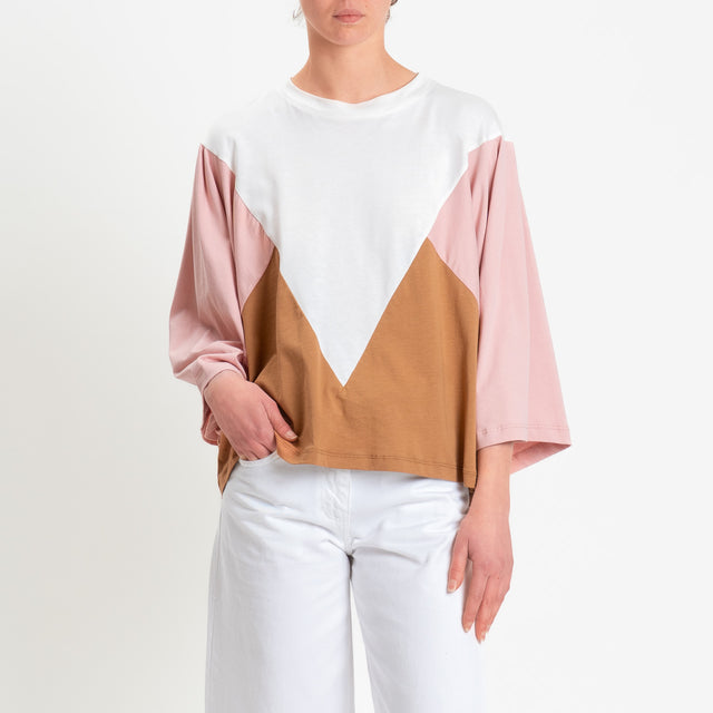 Tensione in-T-shirt multicolor - panna/rosa/cammello