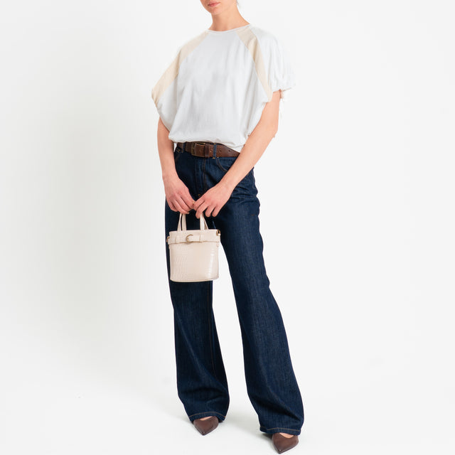 Tensione in-T-shirt bicolore - bianco/nocciola